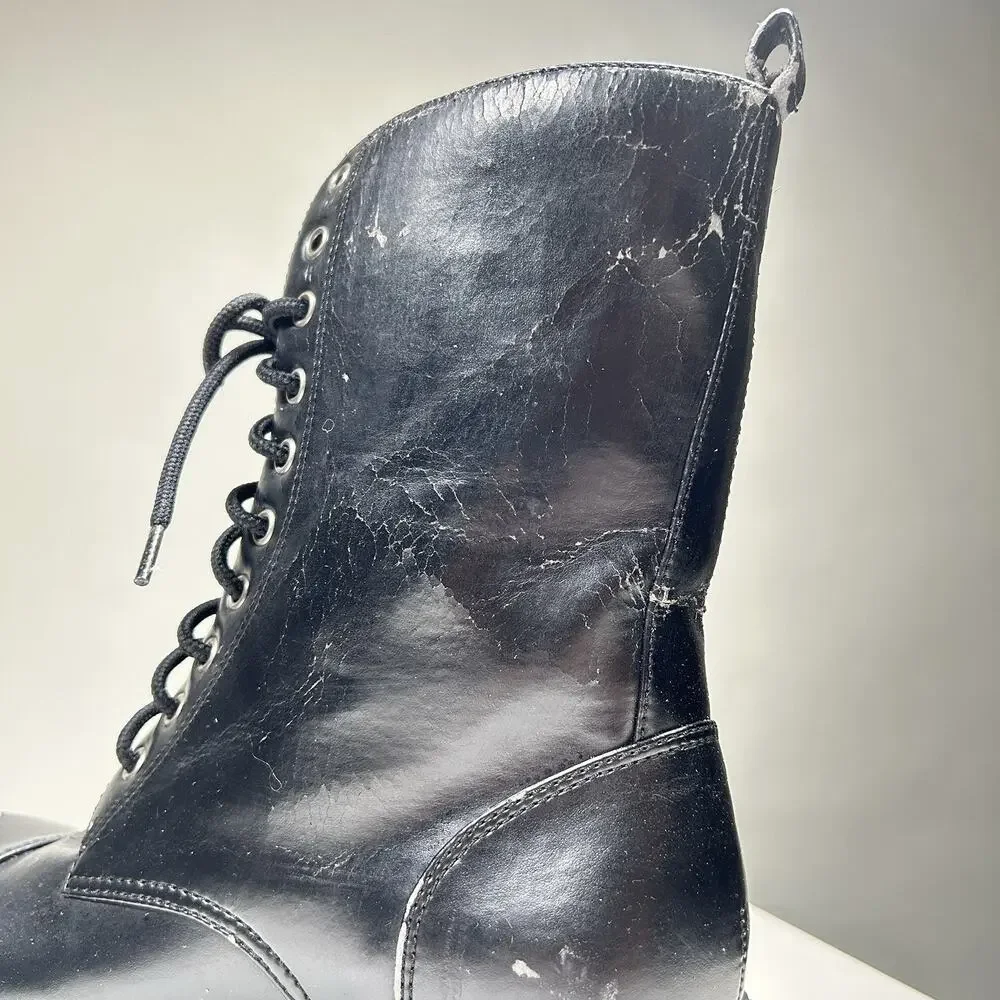 Mudd Patrol Combat Boots Womens 7.5M Black Cargo Pocket Goth Punk Y2K Grunge